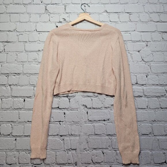 Double Zero Ballerina Pink Cropped Cardigan Sweater Size L - Picture 9 of 12